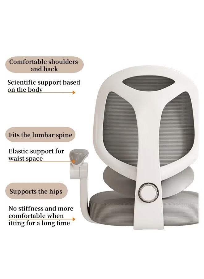 أيكين كرسي دراسة مريح، كرسي مكتب للأطفال مع دعم للظهر ومسند للقدمين، كرسي مكتب قابل لتعديل الارتفاع مع مسند قدمين قابل للرفع، كرسي مكتب وكمبيوتر دوار شبكي مع مساند ذراع قابلة للتعديل رباعية الأبعاد ومسند رأس ثلاثي الأبعاد للدراسة والمكتب - رمادي - Image 3