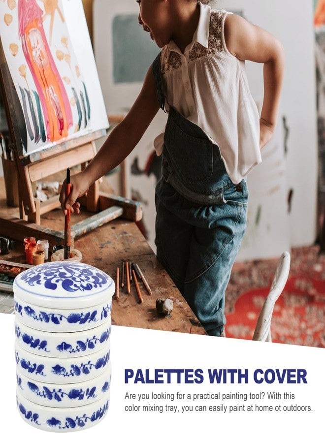 ARTIBETTER Ceramic Watercolor Palette Tray: Stackable 5 Layer Paint Palette Mixing Trays with Cover Lid for Watercolor Painting and Art Supplies 3.34 X 3.14 Inch - Image 3