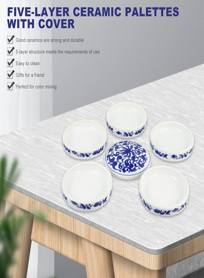 ARTIBETTER Ceramic Watercolor Palette Tray: Stackable 5 Layer Paint Palette Mixing Trays with Cover Lid for Watercolor Painting and Art Supplies 3.34 X 3.14 Inch - Image 5