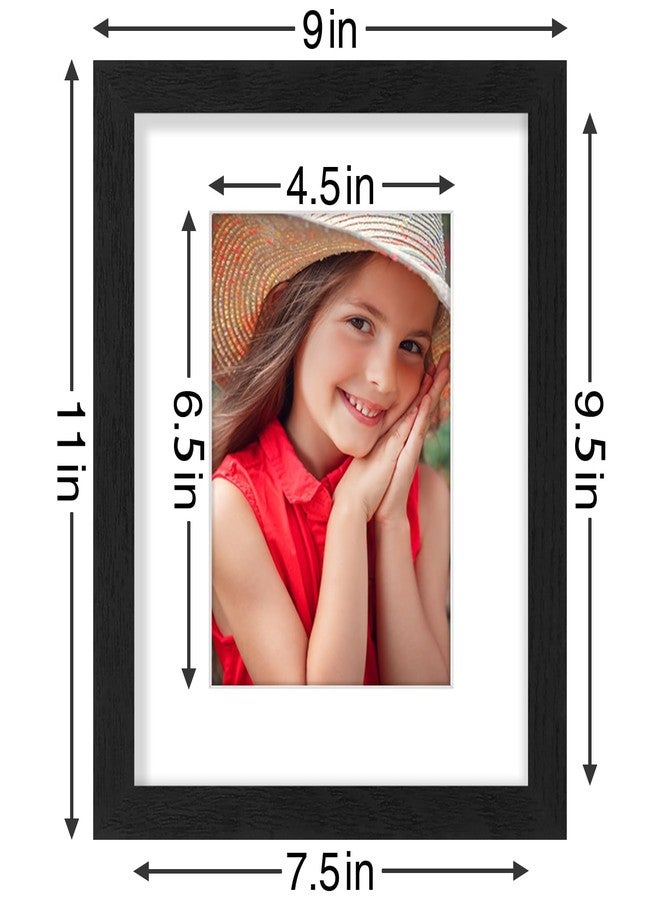 Vittanly مجموعة إطارات صور فيتانلي 8x10، 9 قطع، زجاج شبكي مقاوم للكسر، لعرض صور 5x7 مع إطار داخلي أو 8x10 بدون إطار داخلي، إطارات صور للجدار أو الطاولة، خشب مُصنّع، أسود وبني وأبيض عتيق - Image 3