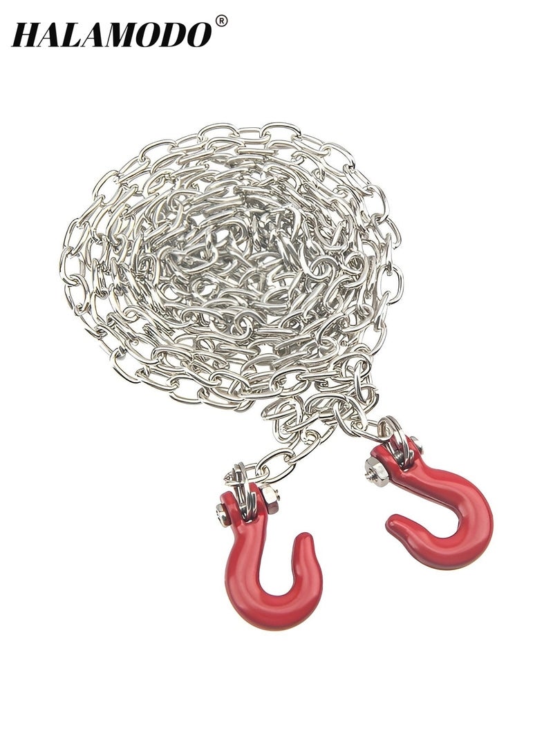 HALAMODO Mini Metal Trailer Hook & Chain RC Chain Hook Tow Hook Trailer Chain Metal Trailer Chain Hooks Compatible with RC Car Truck - Image 2