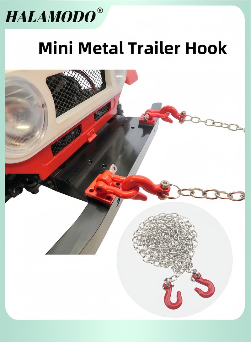 HALAMODO Mini Metal Trailer Hook & Chain RC Chain Hook Tow Hook Trailer Chain Metal Trailer Chain Hooks Compatible with RC Car Truck - Image 1