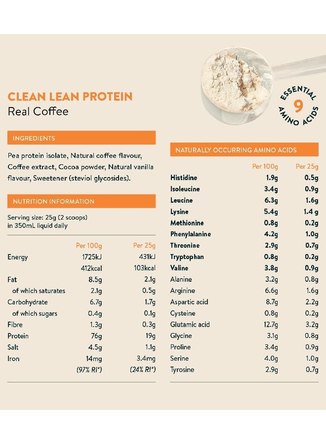 Nuzest Clean Lean Protein, Real Coffee, 500gram, 20 Servings - Image 3