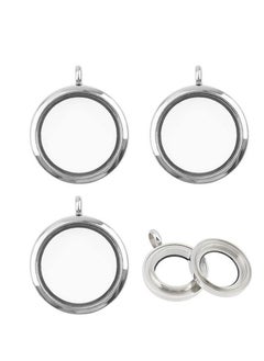 FASHION MANIA Photo Charms, 4Pcs Glossy Round Photo Frame Locket Bridal Wedding Bouquet Charms Memory Locket  - Image 1