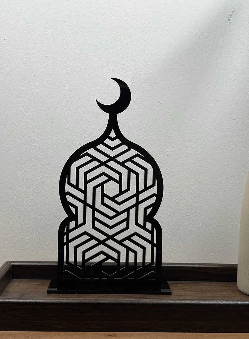 LOWHA Acrylic Decorative Stand with Islamic Design and Ramadan Crescent Moon Shape