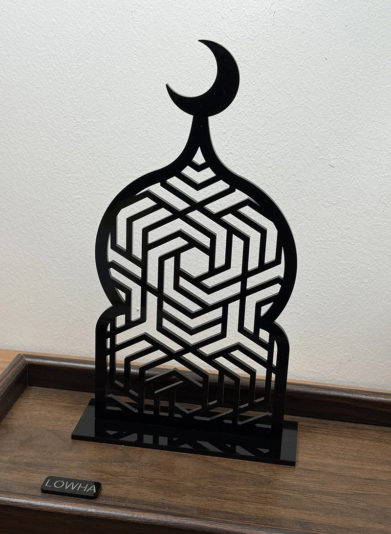 LOWHA Acrylic Decorative Stand with Islamic Design and Ramadan Crescent Moon Shape