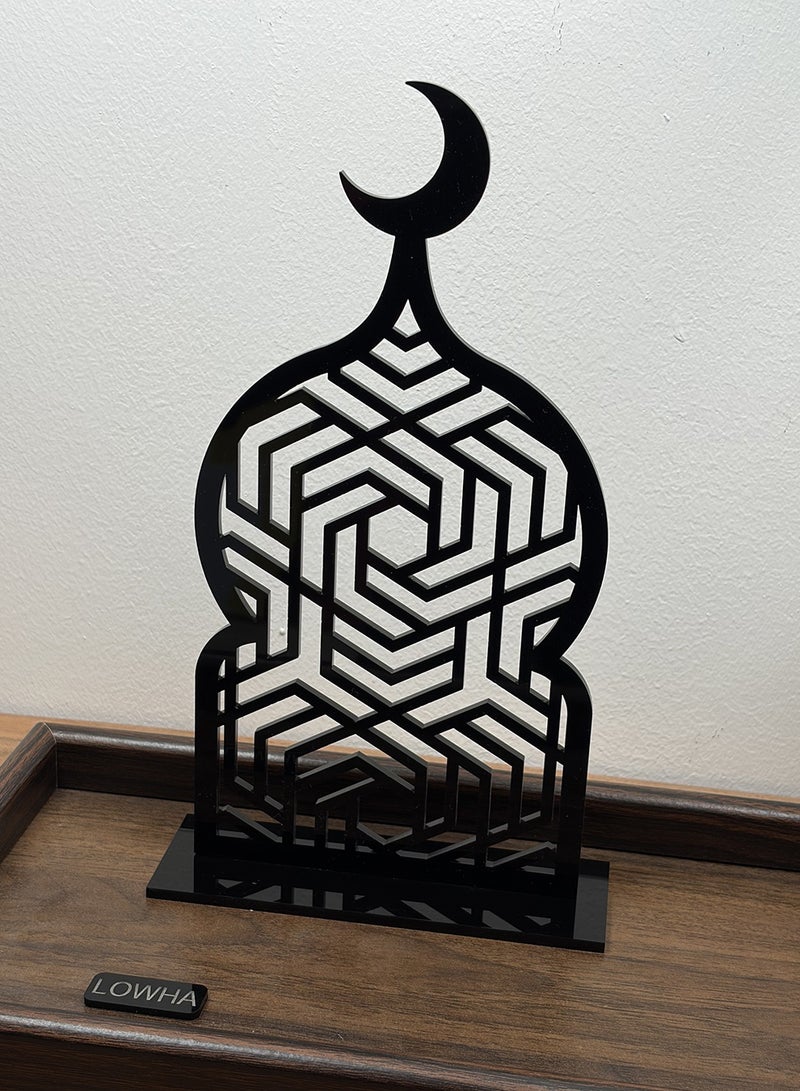 لوحة ستاند ديكور من الأكريليك بتصميم إسلامي مزين بهلال رمضان - Image 2