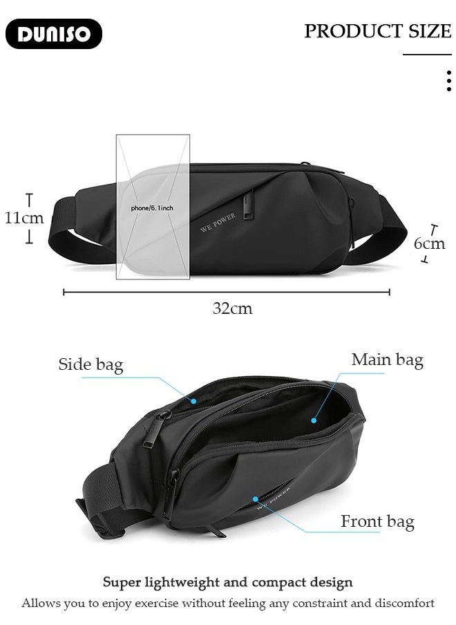 DUNISO Waist Pack for Women Men , Crossbody Waist Bag Pack Belt Bag for Travel Walking Running Hiking Cycling, Pouch Hip Bum Bag Chest Bag with Adjustable Strap For Gym Fitness Workout Travel Work Commuting  - Image 2