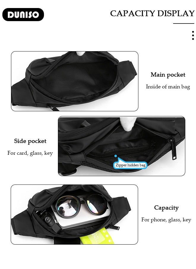 DUNISO - Waist Pack for Women Men , Crossbody Waist Bag Pack Belt Bag for Travel Walking Running Hiking Cycling, Pouch Hip Bum Bag Chest Bag with Adjustable Strap For Gym Fitness Workout Travel Work Commuting - Image 1