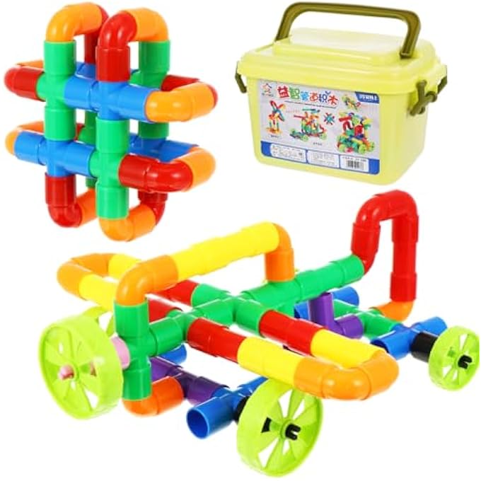 1 SET/ 88PCS PIPE TUBE TOY PLASTIC WATER PIPE BUILDING BLOCKS STEM TUBE LOCKS CONSTRUCTION KIT KIDS SENSORY TOYS EDUCATIONAL TOY - Image 2