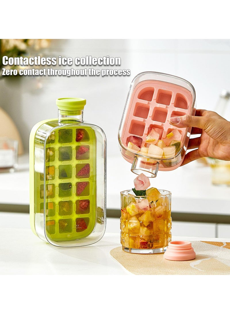Dominy Ice Cube Bottle, 2 in 1 Touch-Free Ice Cube Tray Water Bottle, Press-to-Release Ice Tray - Easy-Release, Complete with A Built-In Straw, Perfect for Travel (Green,800ml)  - Image 4