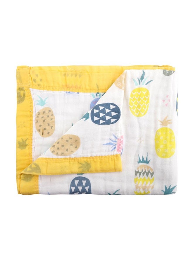 MOM'S HOME Pure Organic Cotton 6 Layer Muslin Blanket For Baby | Ultra-Soft Swaddling Towel For Newborns And Toddlers |100 X100 Cm | 0-3 Years (Pineapple)  - Image 2