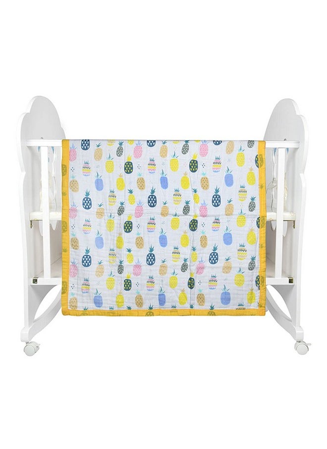 MOM'S HOME Pure Organic Cotton 6 Layer Muslin Blanket For Baby | Ultra-Soft Swaddling Towel For Newborns And Toddlers |100 X100 Cm | 0-3 Years (Pineapple)  - Image 3