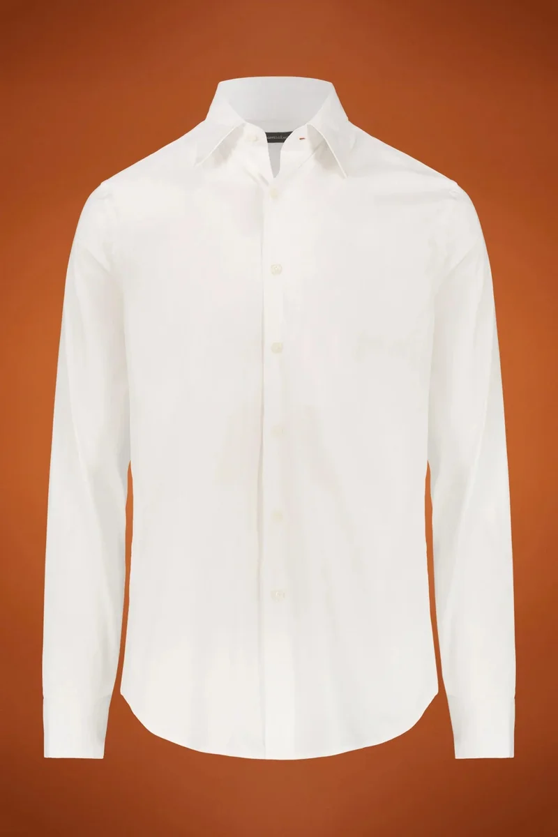 Men's tech shirt classic collar nylon fabric regular fit - White