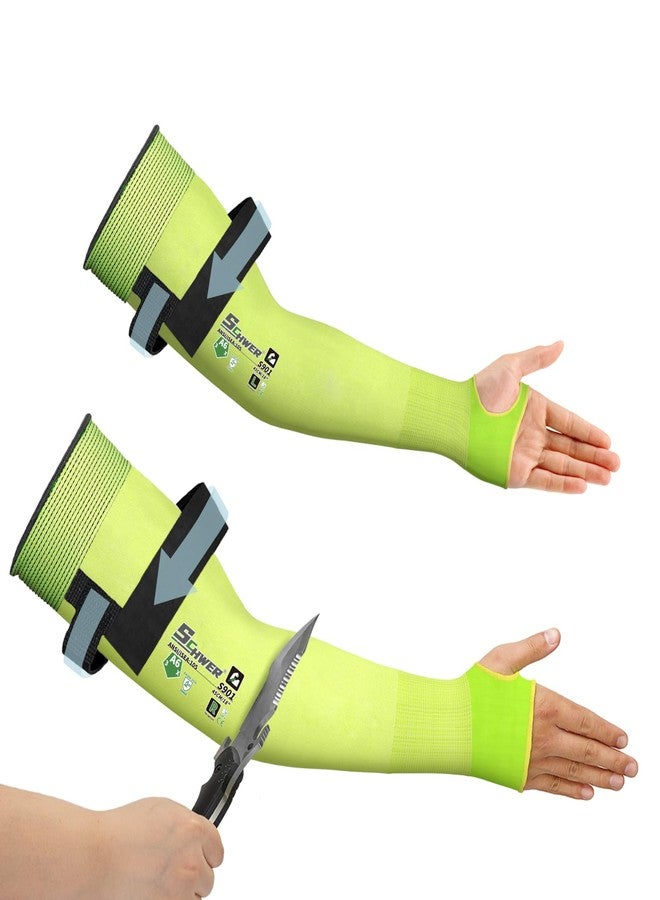 Schwer 2 Pairs ANSI A6 Cut Resistant Sleeves, 18 inch Protective Arm Sleeves with Thumb Hole for Arm Work Protection, Arm Guards for Gardening, Cutting Metal, Repairing, Kitchen, Pet Grooming - Image 1