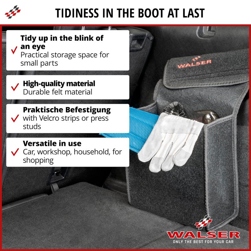 WALSER Car Boot Bag Toolbag Size S, Needle Felt Boot Organiser, Car Bag, Car Storage Bag, Boot Toolbag 28 x 14 x 28 cm, Black - Image 2
