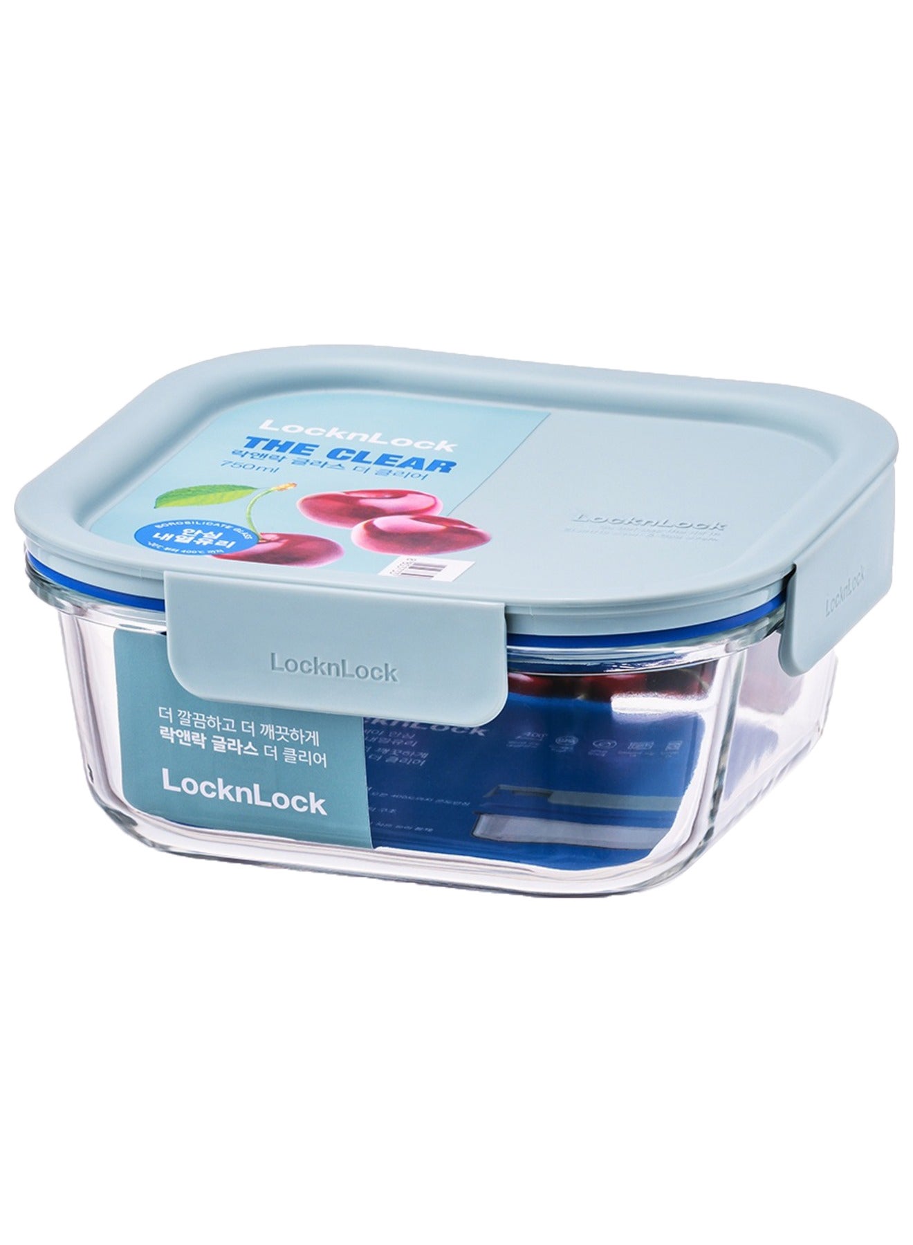 LocknLock Clear Glass Square 750ml Mint - Durable, Airtight, Heat-Resistant Food Storage Container