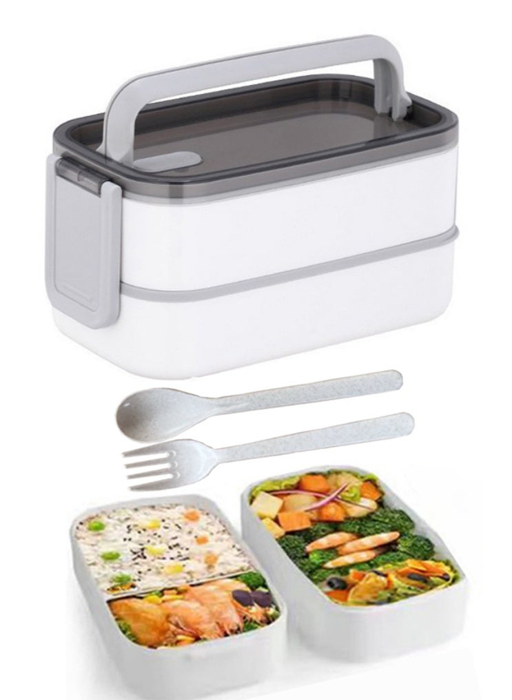 TDAO Leakproof 2-Layer Bento Box Large BPA-Free Lunch Container with Compartments Cutlery Set and Food Picks Microwave Safe for Adults Everyday Use - Image 1