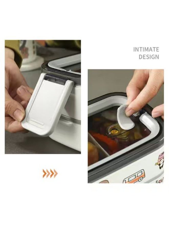 TDAO Leakproof 2-Layer Bento Box Large BPA-Free Lunch Container with Compartments Cutlery Set and Food Picks Microwave Safe for Adults Everyday Use - Image 5