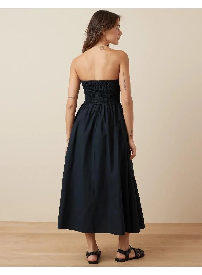 American Eagle Strapless Ruched Midi Dress