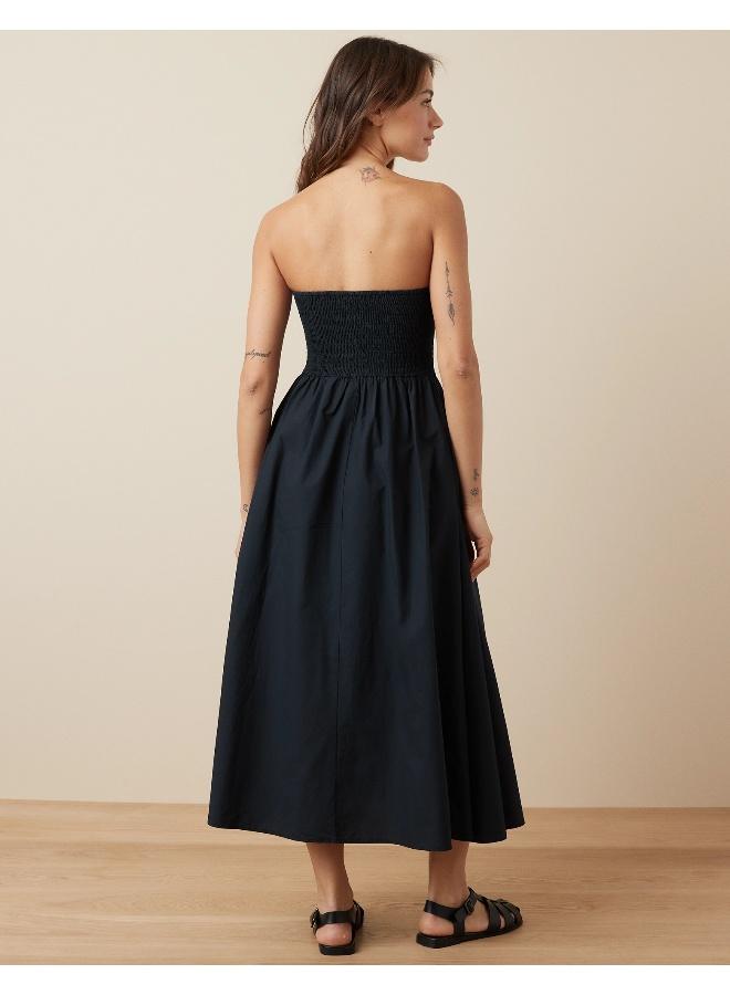 Strapless Ruched Midi Dress