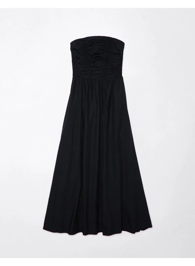 American Eagle Strapless Ruched Midi Dress