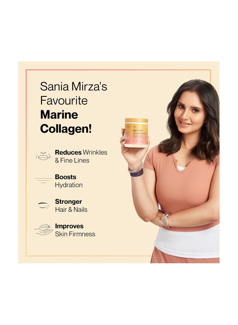 SETU Setu Skin: Youthful Marine Collagen Powder (210g) | Collagen Supplements for Women & Men | Hydrolyzed Type 1 & 3 Collagen for Healthy Skin, Hair & Nails | Peach Mango Flavor  - Image 2