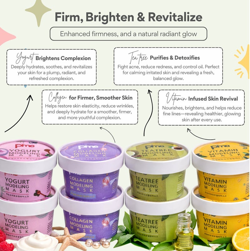 pime Yogurt Infused Collagen Modeling Mask – 3x25g Peel-Off Korean Face Masks for Anti-Aging, Hydration & Skin Brightening - Image 5