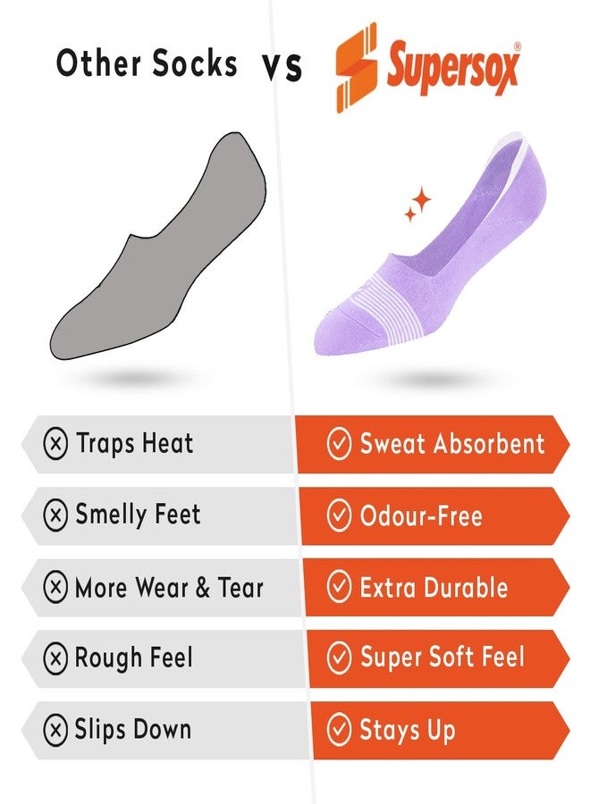 Supersox Low Cut No Show Loafer Socks For Women, Made With Durable, Breathable, Anti Odour & Moisture Absorbent Combed Cotton with Anti Slip Grip (Pack of 4) (IN, Alpha, Free Size, Multicolor 1) - Image 5