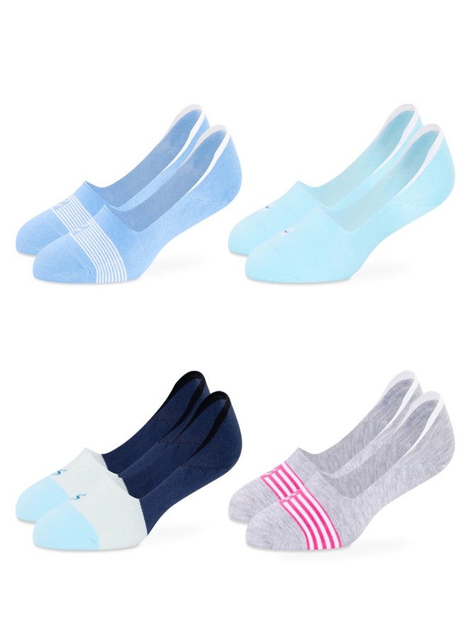 Supersox Low Cut No Show Loafer Socks For Women, Made With Durable, Breathable, Anti Odour & Moisture Absorbent Combed Cotton with Anti Slip Grip (Pack of 4) (IN, Alpha, Free Size, Multicolor 1) - Image 1