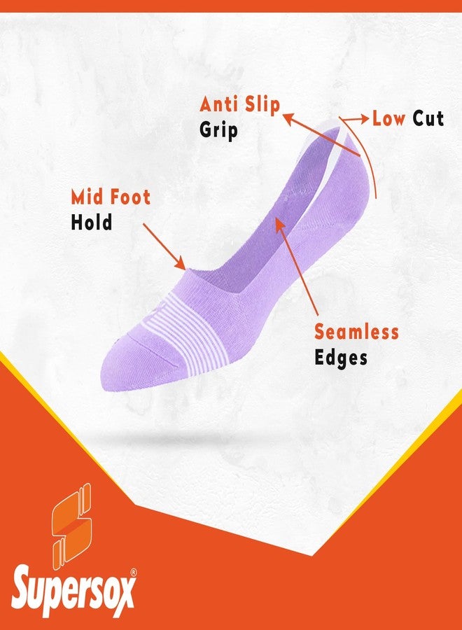 Supersox Low Cut No Show Loafer Socks For Women, Made With Durable, Breathable, Anti Odour & Moisture Absorbent Combed Cotton with Anti Slip Grip (Pack of 4) (IN, Alpha, Free Size, Multicolor 1) - Image 3