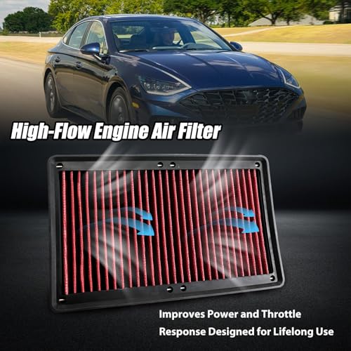 RYANSTAR RACING High-Flow Engine Air Filter 33-5108 Compatible with Hyundai KIA Washable and Reusable Improves Power and Throttle Response Designed for Lifelong Use - Image 3