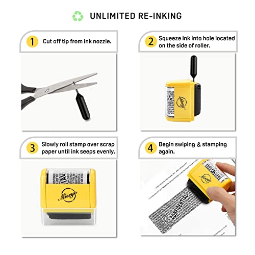 Miseyo Wide Roller Stamp Identity Theft Stamp 1.5 Inch Perfect for Privacy Protection - Yellow - Image 3