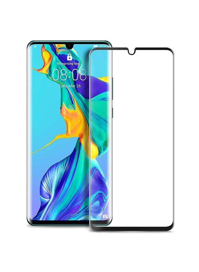 لاصقة حماية للشاشة من الزجاج المقوى ثلاثية الأبعاد منحنية كاملة التغطية لهاتف هواوي P30 برو شفاف / أسود - Image 1