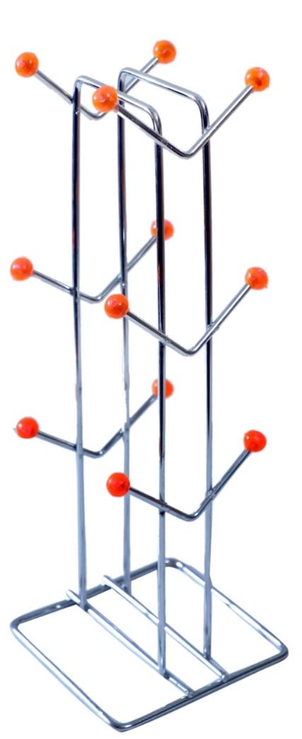 SHIVICREATIONS SHIVICREATIONS Premium Steel Cup Stand Tea Coffee Cup Mug Stand Modular Kitchen Rack Specially Designed for Hold 12 Cups 12 Cups_H34 Cm L11 Cm B11 Cm Cup Stand Kitchen Rack - Image 1