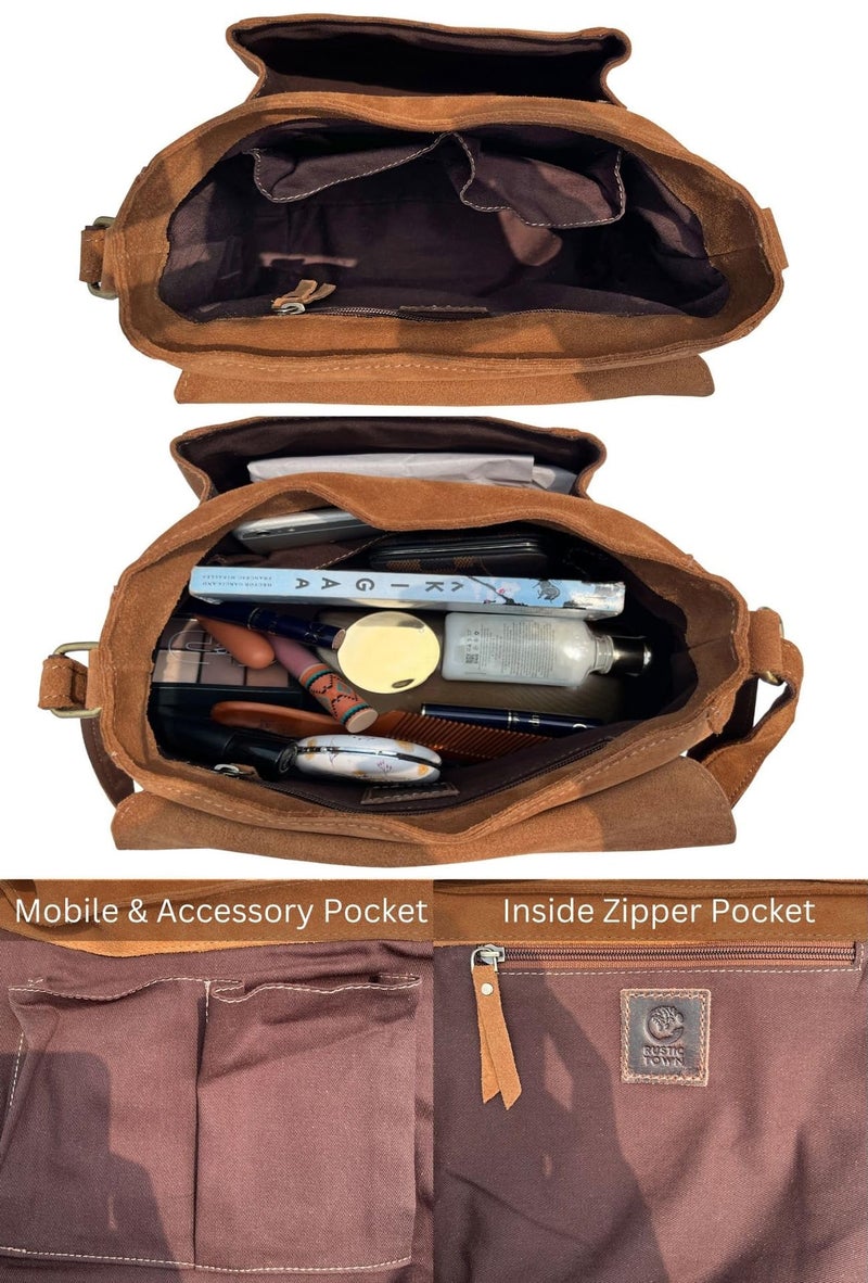 Rustic Town Leather Shoulder Bag for Women - Leather Vintage Crossbody Saddle Bag Purse - Boho Sling Bag Travel Satchel for Ladies - Image 5