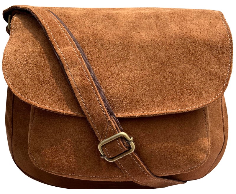 Rustic Town Leather Shoulder Bag for Women - Leather Vintage Crossbody Saddle Bag Purse - Boho Sling Bag Travel Satchel for Ladies - Image 1