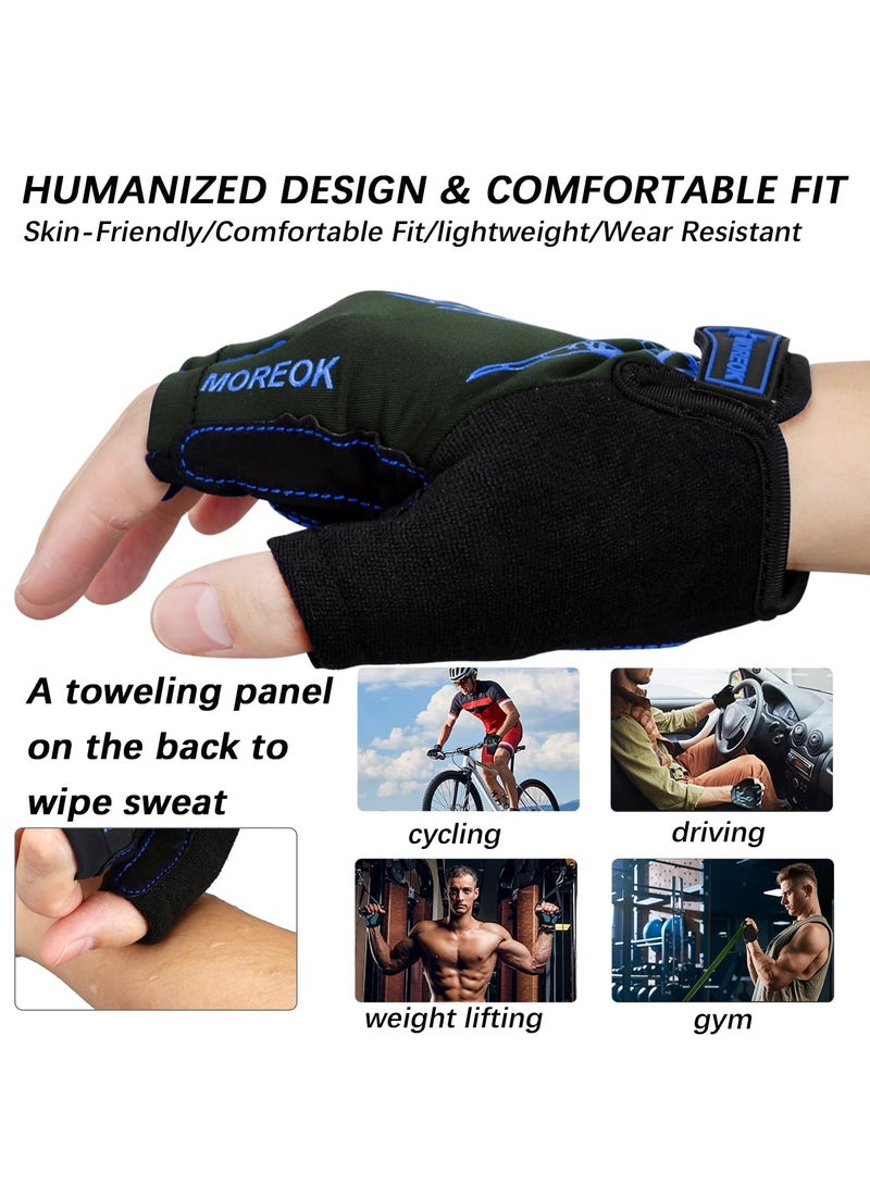 Cuken Shock-Absorbing Cycling Gloves, Blue – 5mm Gel Padding, Half-Finger for Gym & Outdoor Sports - Image 5