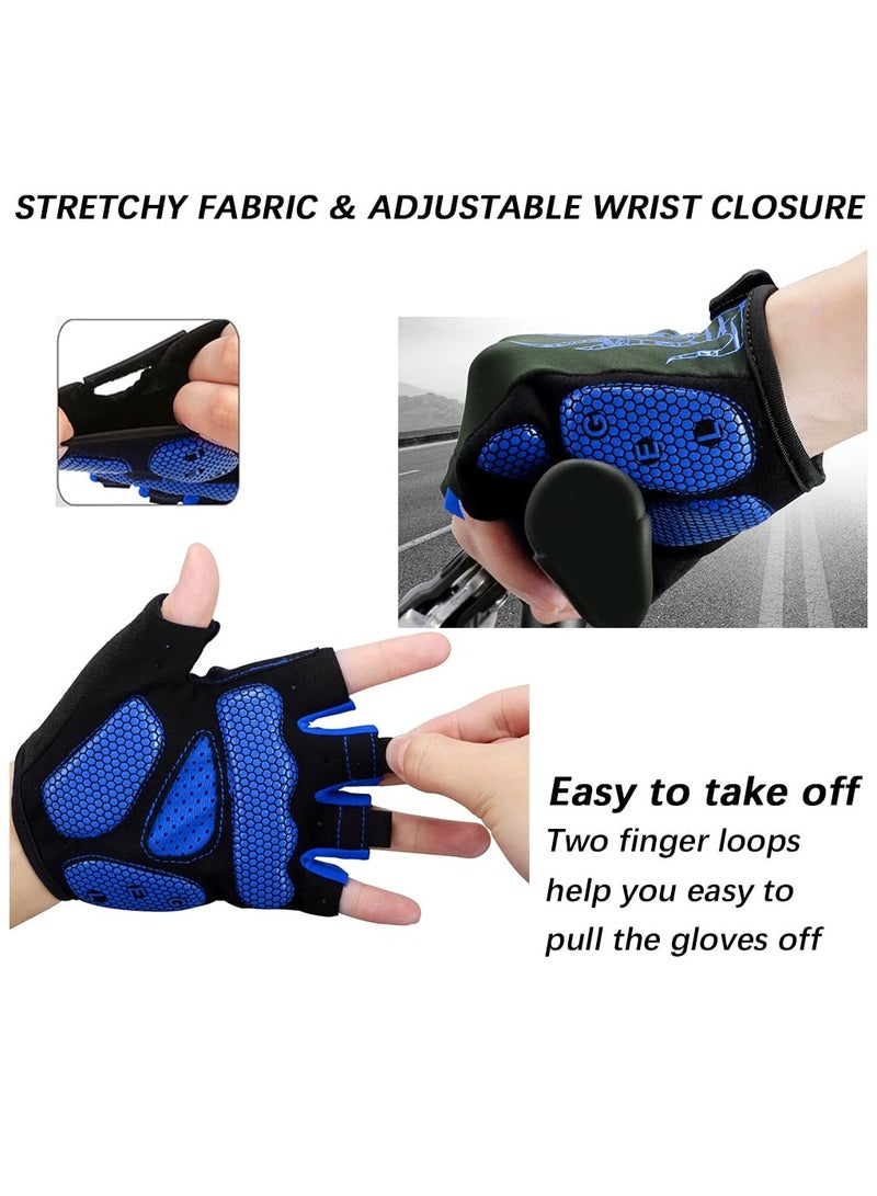 Cuken Shock-Absorbing Cycling Gloves, Blue – 5mm Gel Padding, Half-Finger for Gym & Outdoor Sports - Image 4