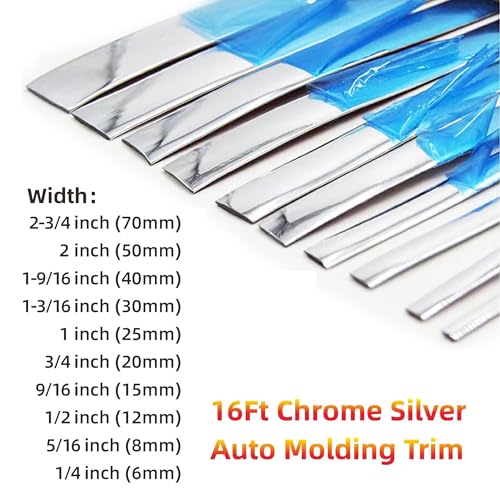 NANSH 16Ft Chrome Silver Automotive Car Exterior and Interior Molding Trim Universal Bumper Window Door Body Side Decorative Strip Scratch-Proof (1/2 inch (12mm)) - Image 5