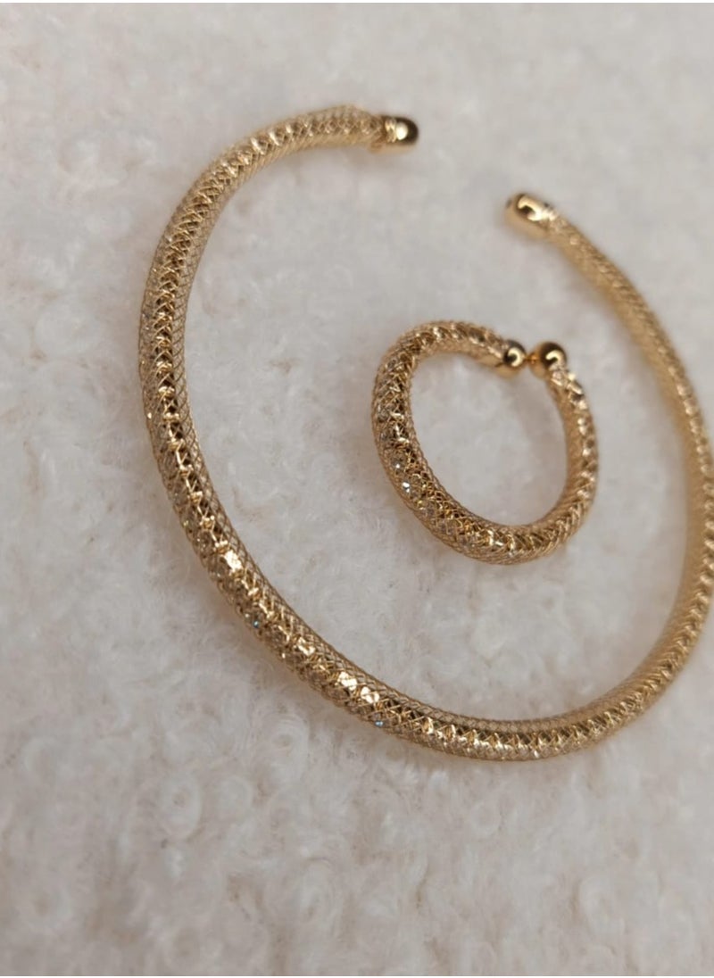Generic - Open bracelet set + ring of the same design - simple and elegant design accessory - Image 1