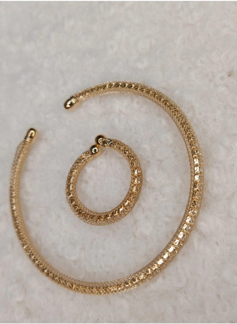 Generic - Open bracelet set + ring of the same design - simple and elegant design accessory - Image 1