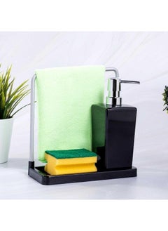Primanova 3 In 1 Acrylic Kitchen Soap Dispenser With Sponge Holder & Dryer Rack,  Pump Bottle , Sponge Holder And Towel Rack For Kitchen Sink, Storage And Organization-Black  - Image 2