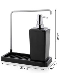 Primanova 3 In 1 Acrylic Kitchen Soap Dispenser With Sponge Holder & Dryer Rack,  Pump Bottle , Sponge Holder And Towel Rack For Kitchen Sink, Storage And Organization-Black  - Image 3