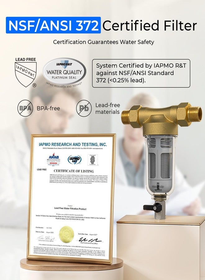ووتر دروب فلتر رواسب Waterdrop Spin Down، نظام ترشيح مياه المنزل بالكامل للغسيل العكسي لمياه الآبار، 40-50 ميكرون، 1 بوصة MNPT + 3/4 بوصة FNPT + 3/4 بوصة MNPT، مصائد رملية، خالٍ من BPA، WD-RPFK - Image 5