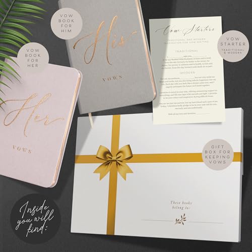 ARTESORI Vow Books His and Hers - Linen Wedding Vow Books Perfect as Bride & Groom Gifts, Wedding Registry Ideas - His & Hers Gifts Wedding Vow Book - Wedding Essentials & Accessories [Blush & Grey] - Image 2