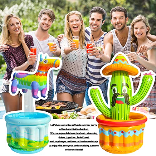 PARENTSWELL 47.5'' Drink Cooler for Parties, 2 Pack Inflatable Cactus Ice Bucket for BBQ, Bachelorette Supplies, Pool Party, Picnic, Floating Cooler for Hawaiian Luau Tropical Summer Party Decorations - Image 4