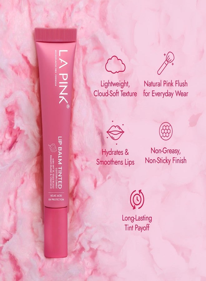 La Pink Cotton Candy Tinted Lip Balm with SPF15 | Natural Pink Hydrating Lip Tint with Kojic Acid, Shea & Kokum Butter, Vitamin E | Moisturizing, Lightweight & Non-Sticky Finish | 10gm - Image 2
