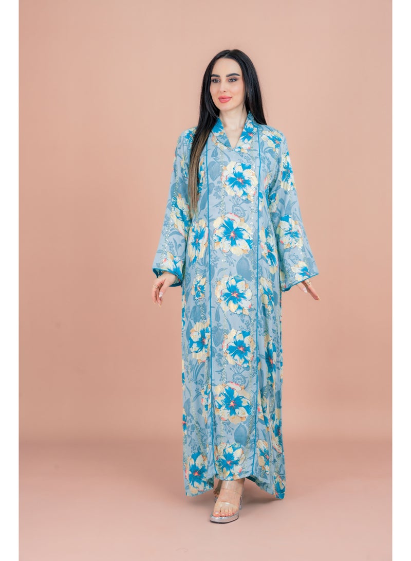 اكسا جلابية أنيقة مزينة بالزهور - Image 1