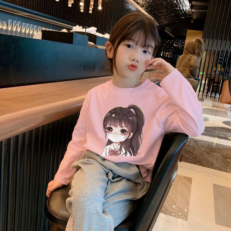 H2367# boys and girls long sleeve T-shirt autumn new cuhk children's western style cotton children's comfortable all-match T-shirt - Image 2